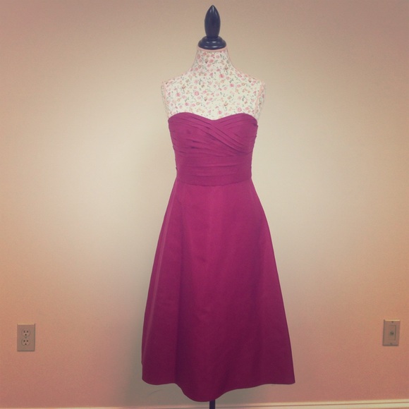 Crimson silk sweetheart cocktail dress