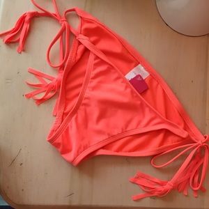 Coral side string bathing suit bottom