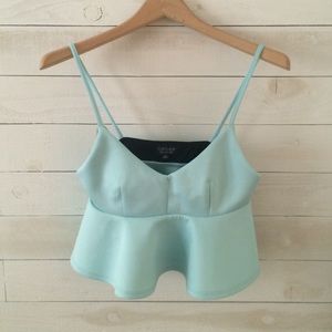 Topshop Light Blue Peplum Crop Top