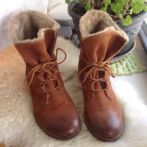 Cognac Brown Nubuck Fold Over Genuine Leather Boot