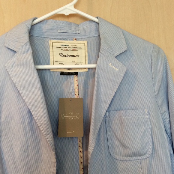Anthropologie Blue & White Striped Blazer
