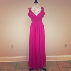 Grecian goddess fuchsia pink gown