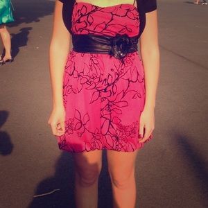 Pink and black floral dress