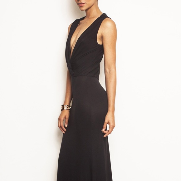 Angie Reversible Maxi Dress Plunge Backless Black