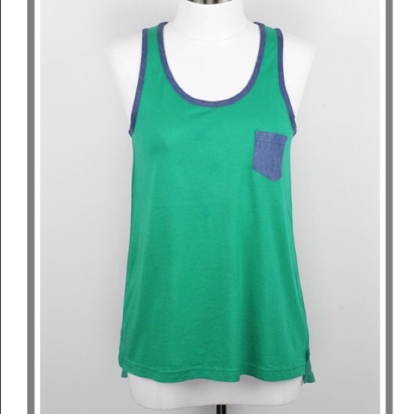Pocket tank top turquoise