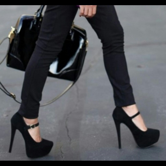 black mary jane platform heels