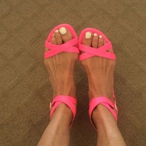 Rebecca Minkoff hot pink gladiator sandals