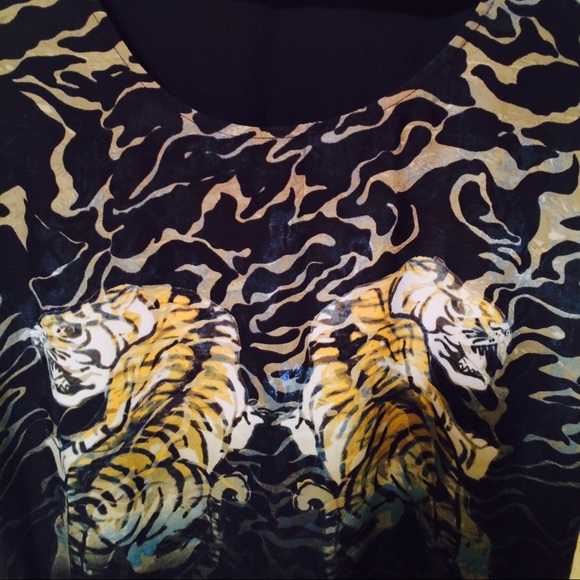 🐅Silence + Noise Asymmetrical Dress w Tiger Print