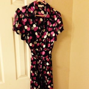 Hot pink and white Polk-a-dot dress.