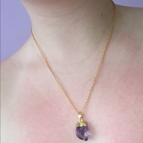 Amethyst gold necklace druzy