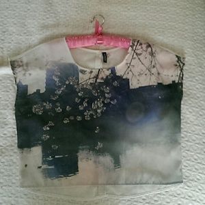 H&M Cherry Blossom Top, Button Back Size 10