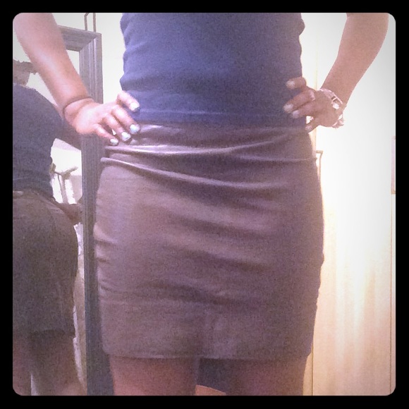 Brown leather skirt