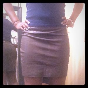 Brown leather skirt