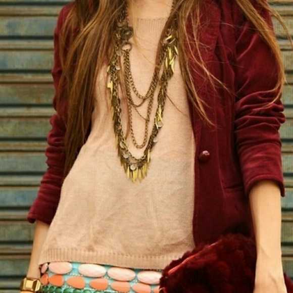 Talbots Jackets & Blazers - Talbots Burgundy Velvet Blazer