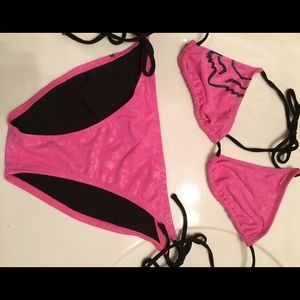 Fox pink & black bathing suit