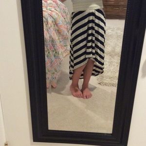 A striped high low skirt