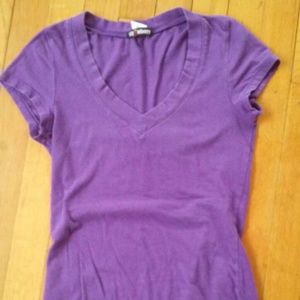Bright purple deep v-neck tee!