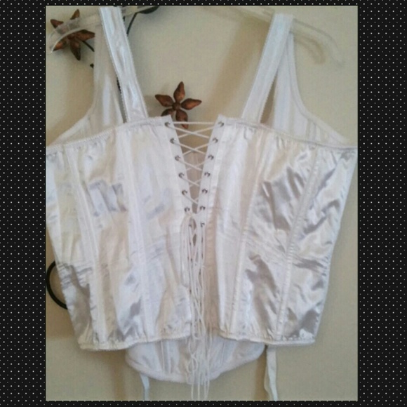 White lace up silky corset 2x fredericks