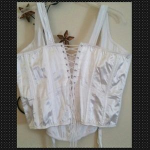 White lace up silky corset 2x fredericks