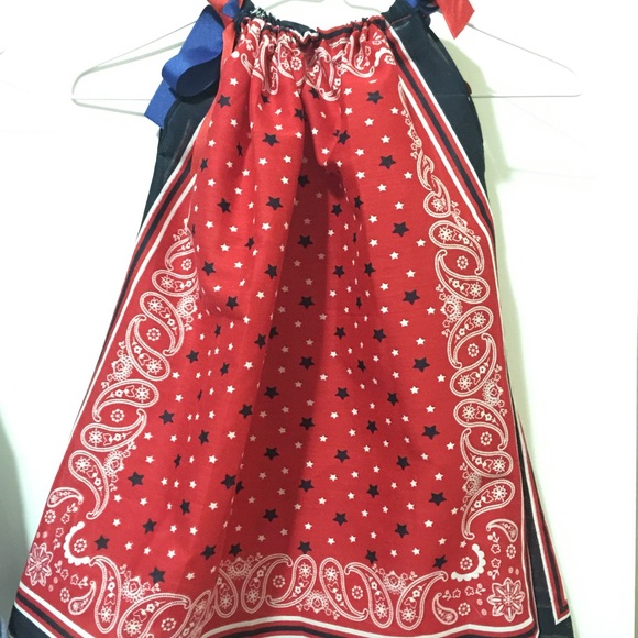 Red and blue bandana dress