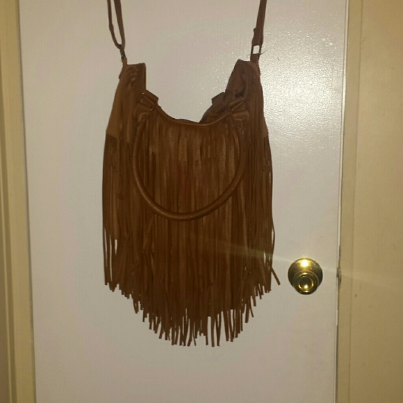 Brown fringe purse