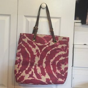 MICHAEL KORS fuchsia tote bag w/ dark brown strap