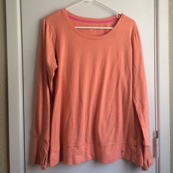 peach long-sleeve workout top