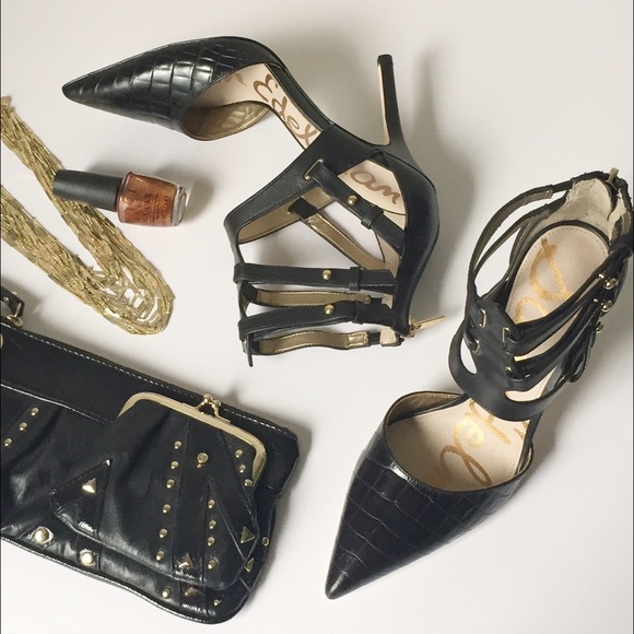 NWOT Sam Edelman Croc Embossed Caged Leather Pumps