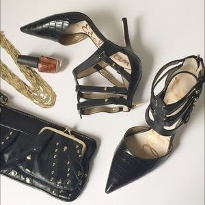 NWOT Sam Edelman Croc Embossed Caged Leather Pumps