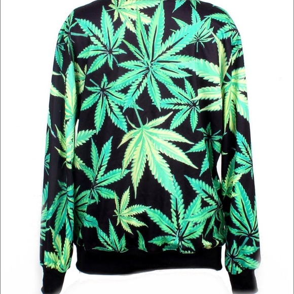 pot leaf crew neck sweater - Picture 2 of 3