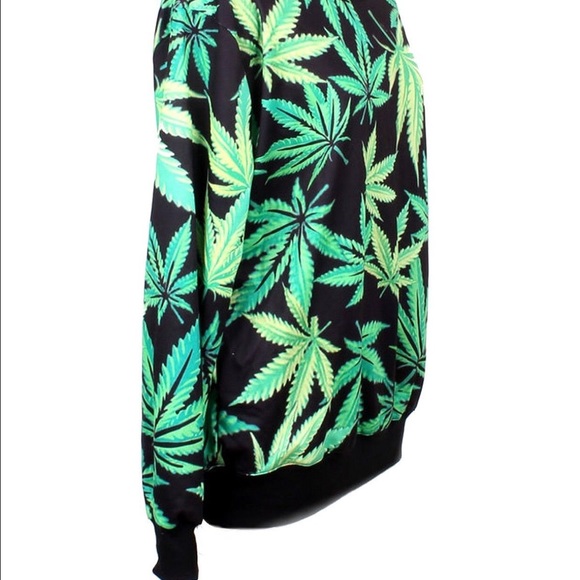 pot leaf crew neck sweater - Picture 3 of 3