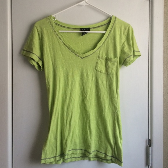 green v-neck with pocket top