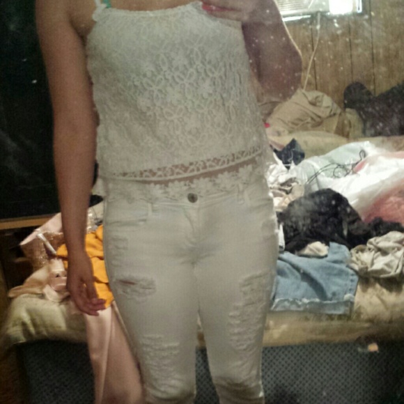 White overlace tank