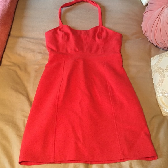 Coral cut out dress