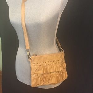 Ruffled and studded cross body bag/ fanny pack
