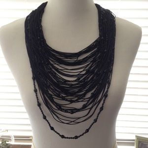 💫Black Beaded Cord Collar Necklace
