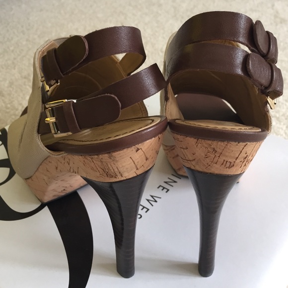 🎉HP🎉Nine West Nwaltan Natural/brown heels - Picture 3 of 4