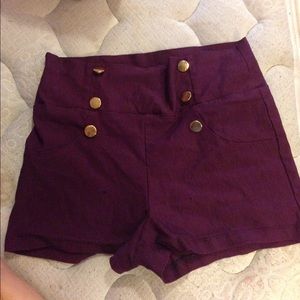 High waisted purple shorts