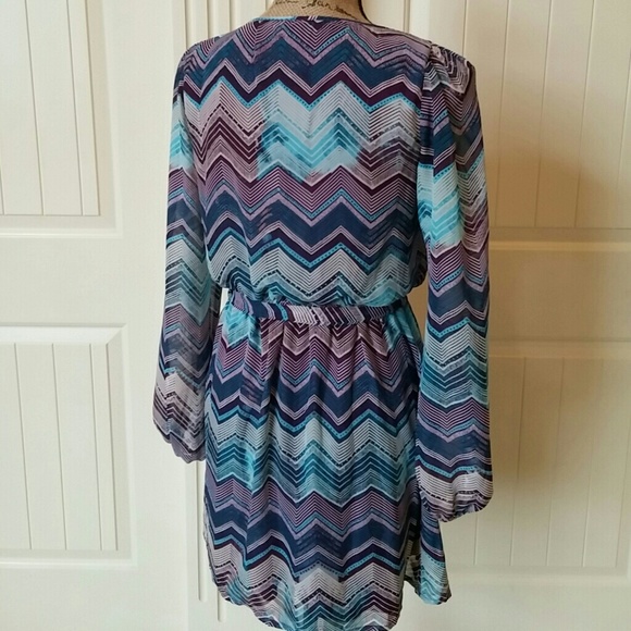 -SOLD- My Aztec dreamy blues blue print dress - Picture 3 of 3