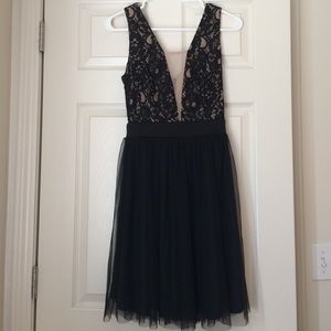 Black and nude cocktail dress
