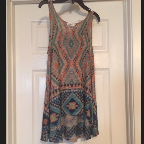 Knit tribal print tank top