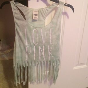 Love Pink tie dye fringe shirt