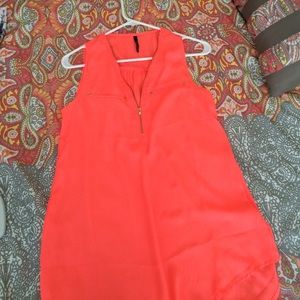 Neon pink high-low tunic shirt