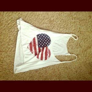 White heart American flag tank crop top