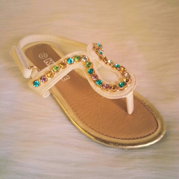 White Color Stone Sandals