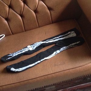 Skeleton knee high socks