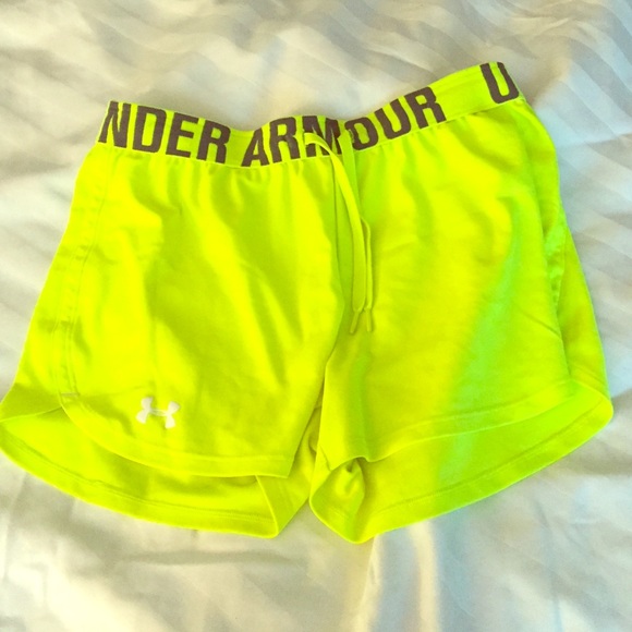 Under Armor neon yellow running shorts