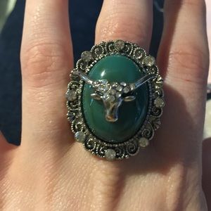 Chunky bull rhinestone statement ring