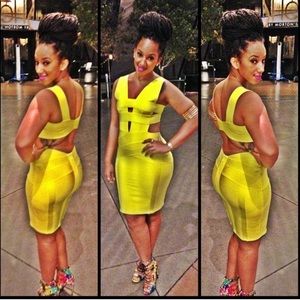 Celeb Boutique lime cutout bandage dress