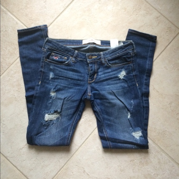 Medium wash ripped hollister jeans